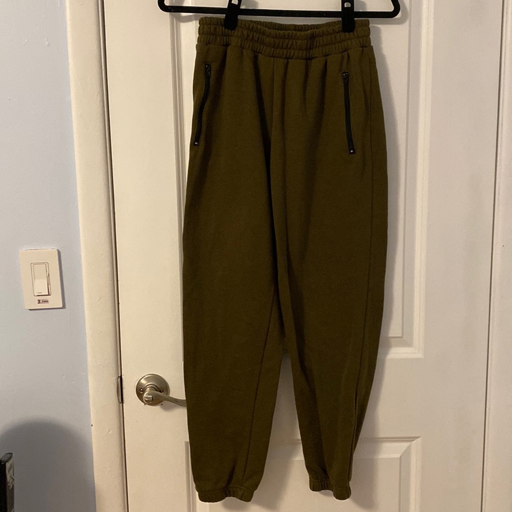 Army Green Zipper Joggers